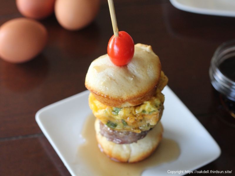 Egg and Sausage Breakfast Sandwich on a Stick