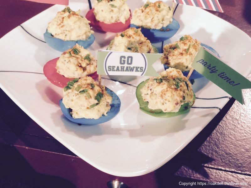 Game Day Bacon and Cheddar Deviled Eggs