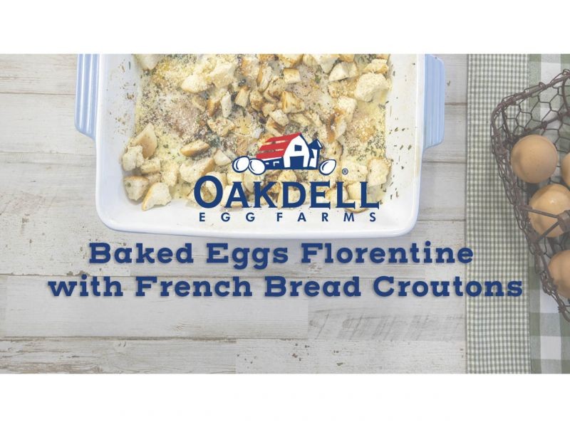 Baked Eggs Florentine with Croutons