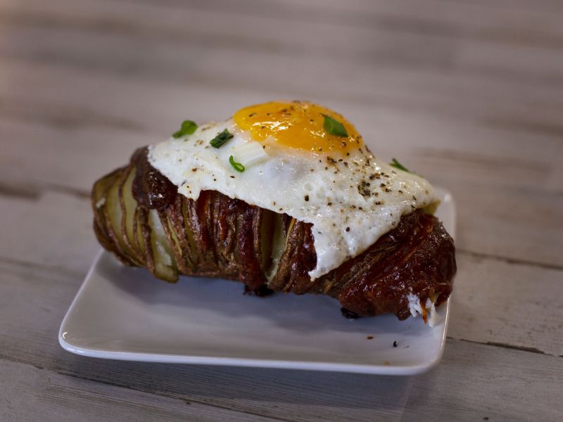 Hasselback Potatoes and Eggs