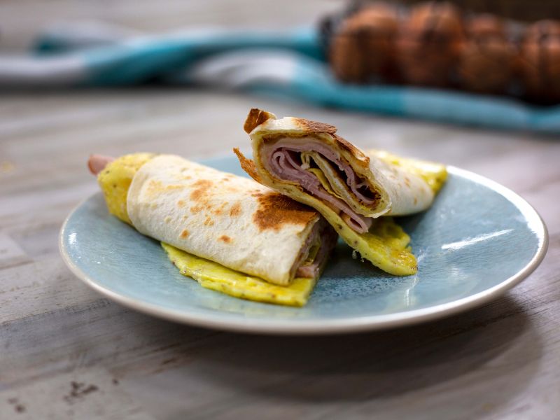 Egg and Ham Tortilla Wrap