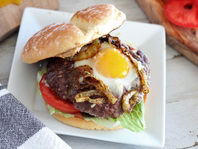 Egg + Caramelized Onion Burgers