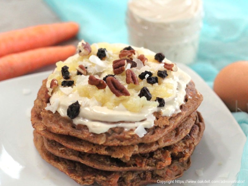Carrot Cake Pancakes with Maple Cream Cheese