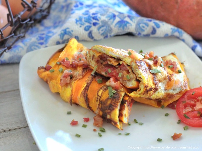 Sweet potato bacon omelet